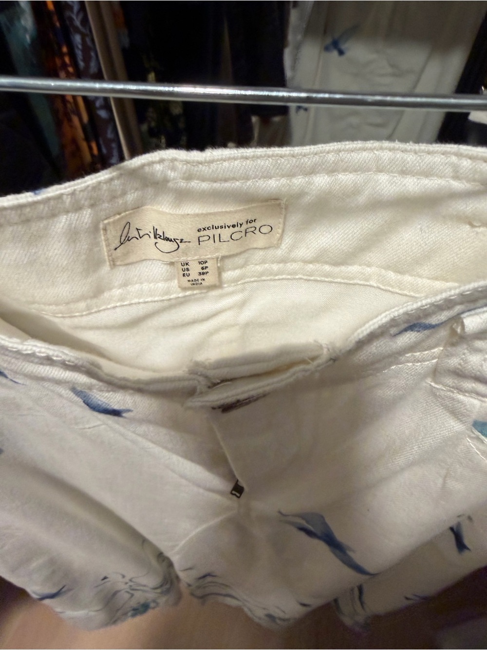 Pilcro by Anthropologie Cream A-Line Skirt with Blue Bird & Floral Print - Picture 3 of 3